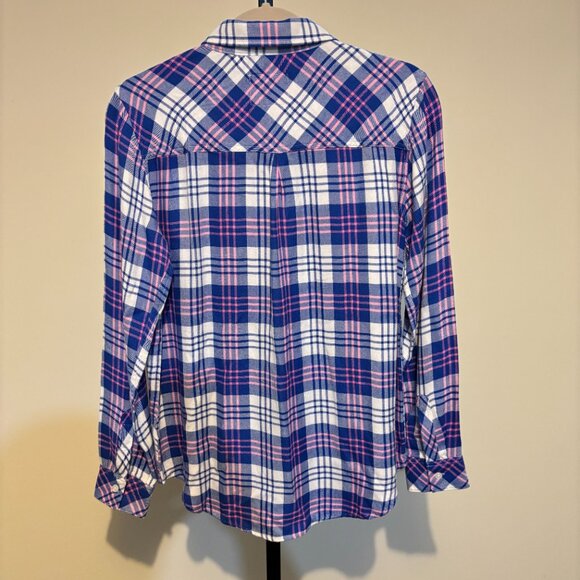 Rails Hunter White Candy Azure Plaid Long Sleeve Button Down Shirt - Picture 10 of 13